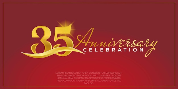 35th years anniversary, vector design for anniversary celebration with gold and red colour.