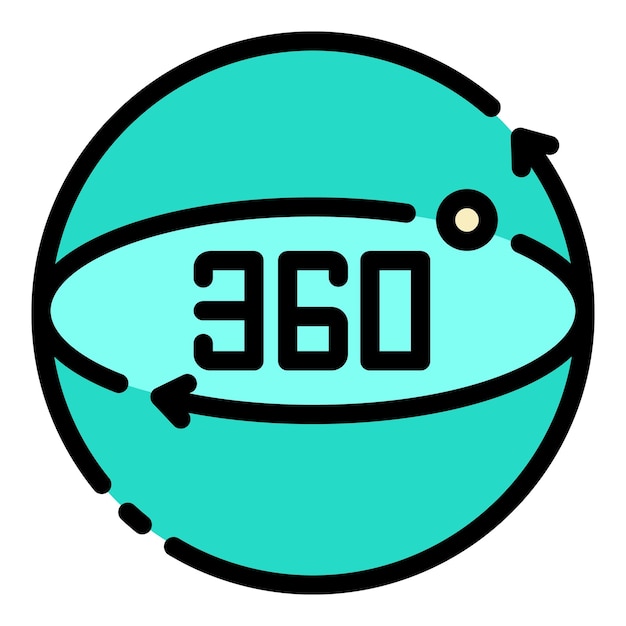 Vector 360 augmented reality icon outline 360 augmented reality vector icon color flat isolated