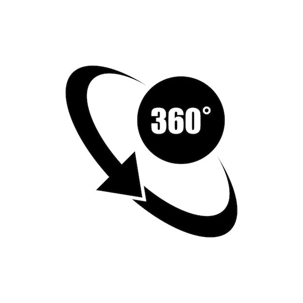 Vector 360 degree icon design rotation symbol isolated on white background