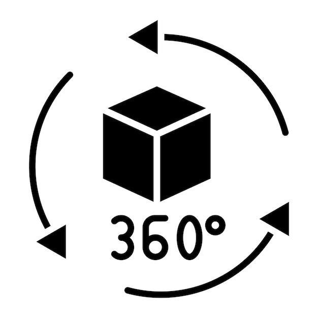 360 Degrees Glyph Solid Black Illustration