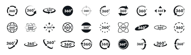 360 degrees view vector icons set