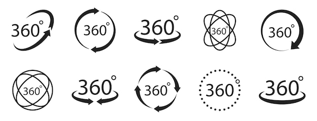 360 icon set 360 degrees view Vector EPS 10