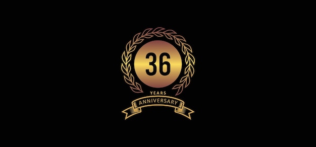 36st anniversary logo with gold and black background