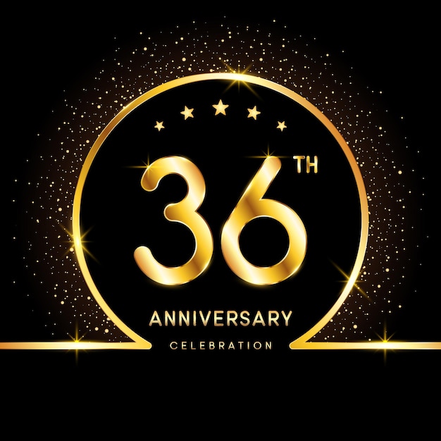 36th Anniversary Logotype Golden anniversary logo design with golden number Logo Vector Template