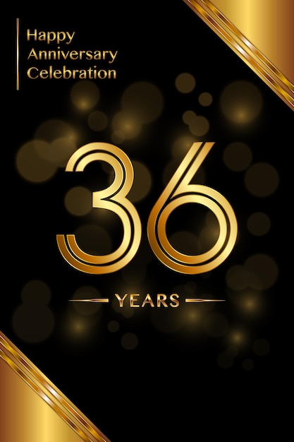 36th Anniversary template design with double line numbers Golden anniversary template Vector