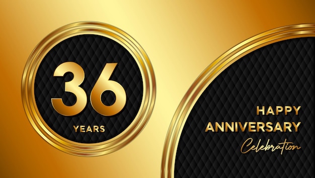 36th anniversary template design with golden texture and number for anniversary celebration event