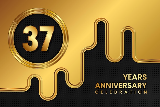 37 Year Anniversary celebration template design Golden Anniversary vector illustration