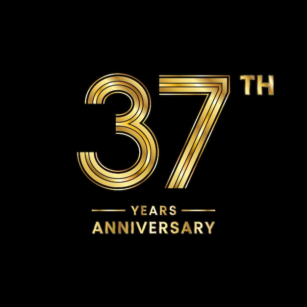 37 years anniversary logo design with golden number for anniversary celebration event Logo Vector