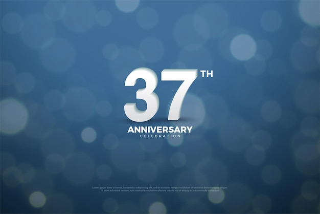 37th anniversary on beautiful blue bubble background.