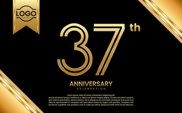 37th Anniversary Celebration Anniversary template design with golden number Vector Template