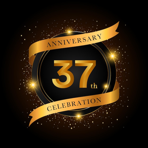 37th anniversary celebration Golden anniversary celebration template design Vector illustrations