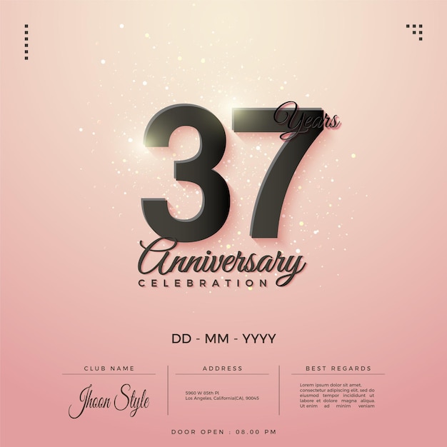 37th anniversary celebration poster with romantic background.