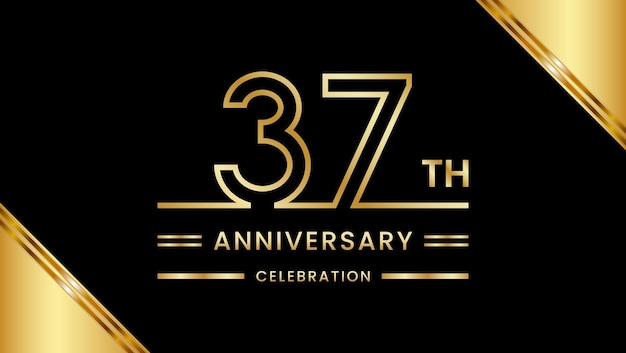 37th Anniversary Celebration with golden text Golden anniversary vector template