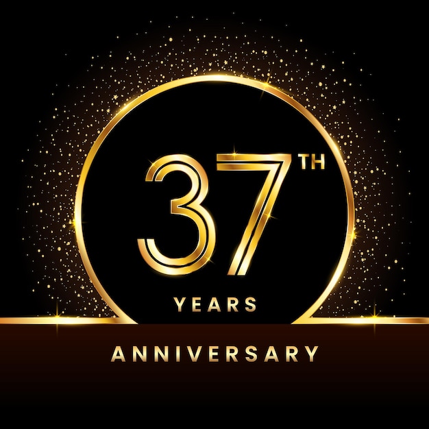 37th anniversary Logo Anniversary logo design with double line concept vector illustration