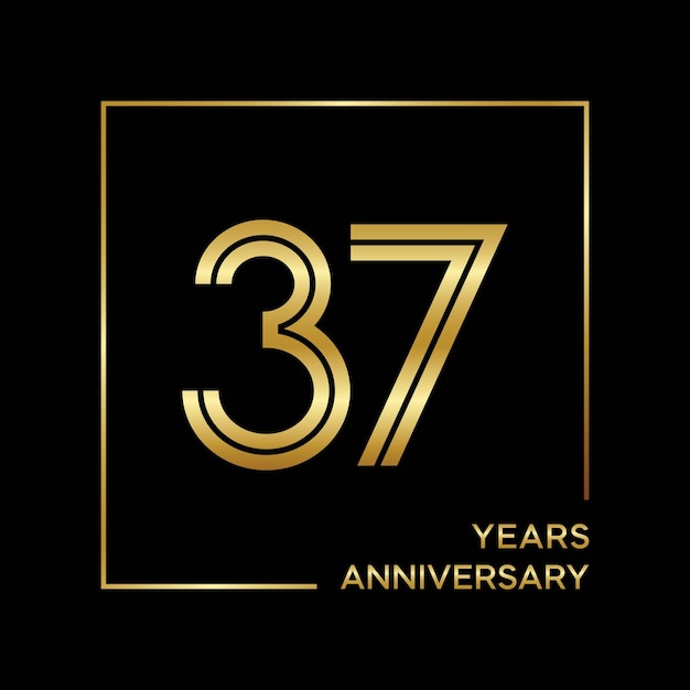 37th Anniversary logo design with double line Logo Vector Template