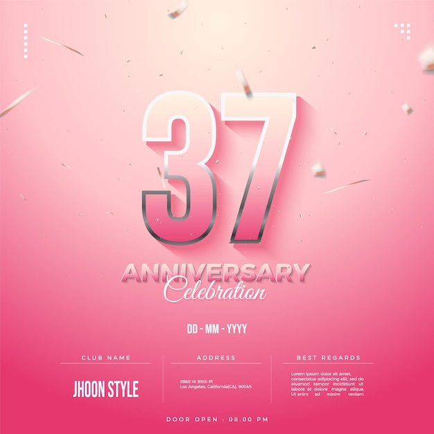 37th anniversary number in cute pink color.