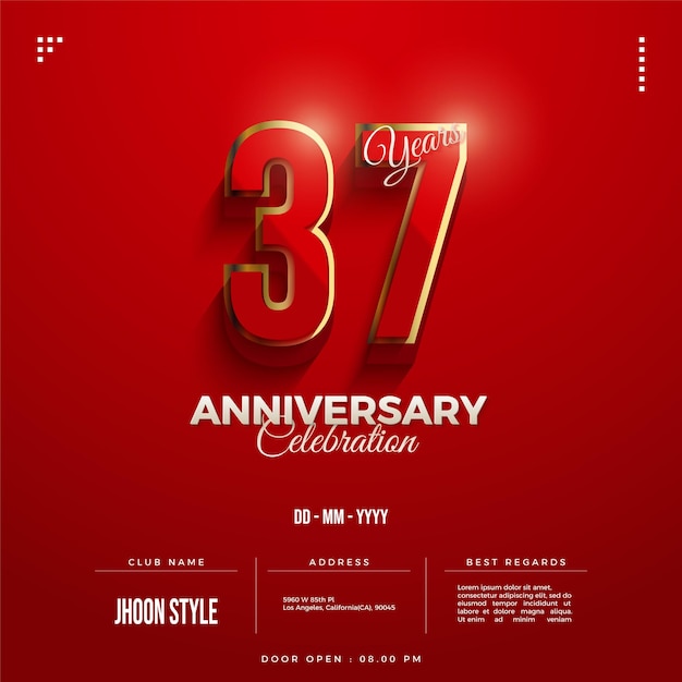 37th anniversary poster in fancy red color.