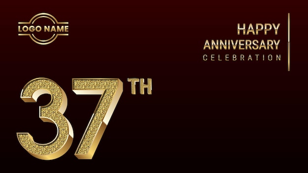 37th Anniversary template design concept with golden number Vector Template