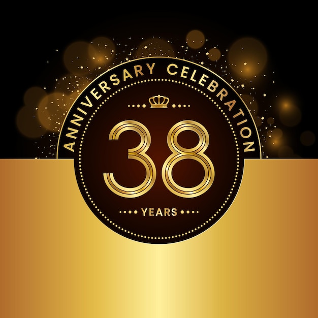 38th Anniversary Celebration Template design in golden color Modern style Logo Vector Template