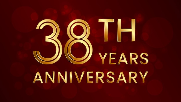 38th anniversary logo with double line number concept and golden color font