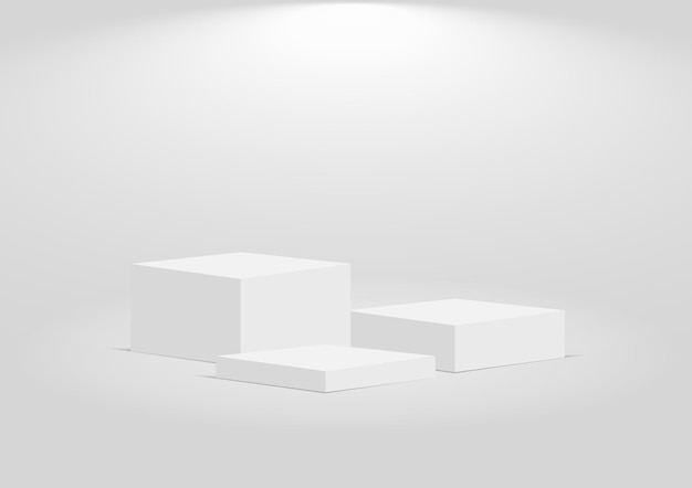 3Abstract white empty podium pedestal scene for product display vector illustration