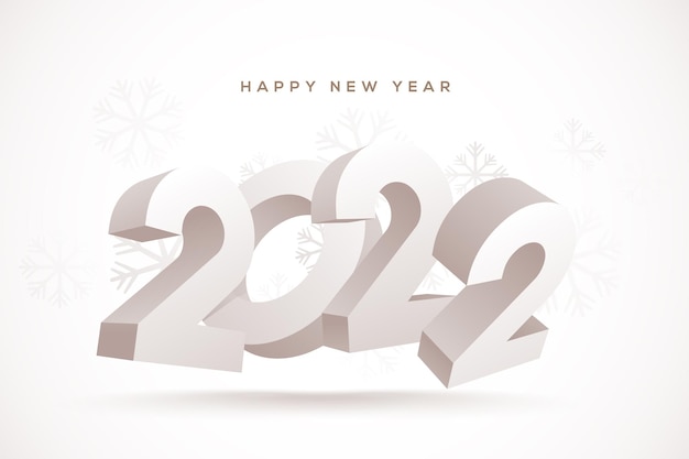 3D 2022 Happy New Year Creative design for flyer poster on light background, vector illustration