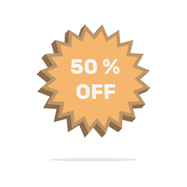 3d 50 percent discount concept in minimal cartoon style