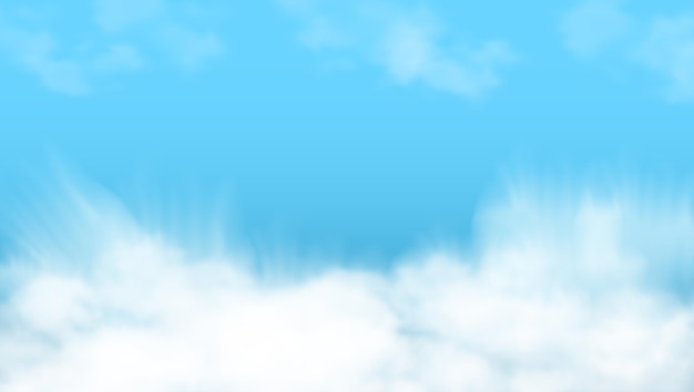 Vector 3d abstract blue sky and white clouds