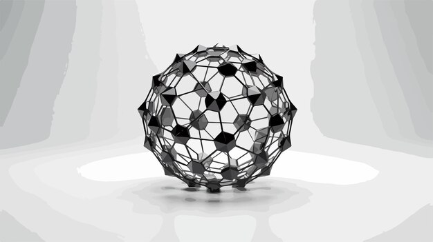 Vector 3d abstract faceted figure with connected black lines