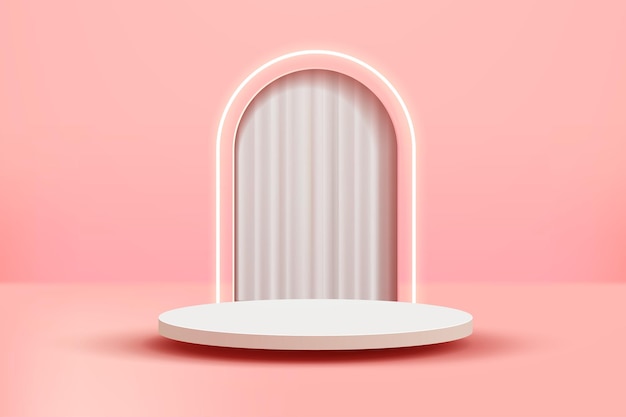 3d abstract scene background floating white podium with curtain gate background