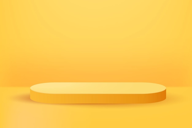 3d abstract scene background long yellow podium yellow background product presentation mock up show