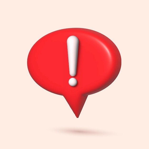 3d alert notification icon isolated on background Speech bubble Vector