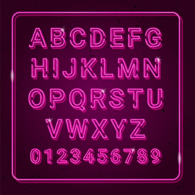 3d Alphabet Neon Effect With Highlights