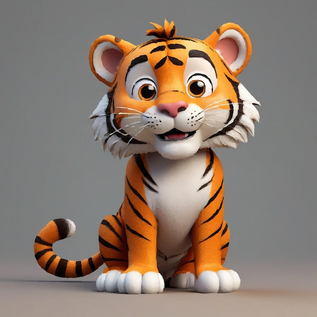 Vector 3d animated tiger cartoon character with dark background