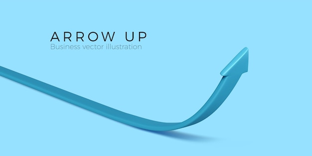 3D Arrow Up Render of cartoon arrow rise in blue business color Pointing in right direction and moving to goal Vector illustration