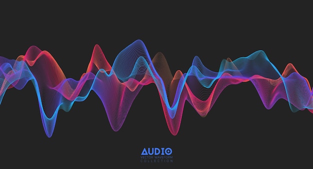 3d audio soundwave. Colorful music pulse oscillation.