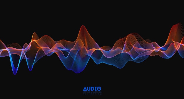 3d audio soundwave. Colorful music pulse oscillation.