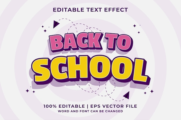 3d Back To School Cartoon Editable Text Effect Premium Vector