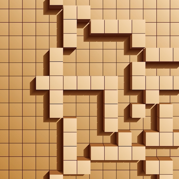 3D background from squares Vector illustration of a set of realistic cubes in beige tones