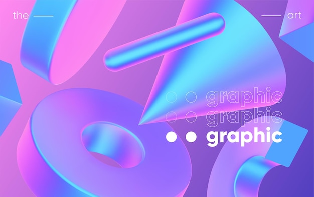 3D background with gradient geometric shapes Eps10 vector