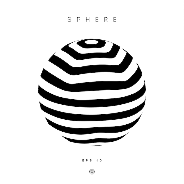 3d ball black and white stripe. Striped sphere logo. EPS 10.