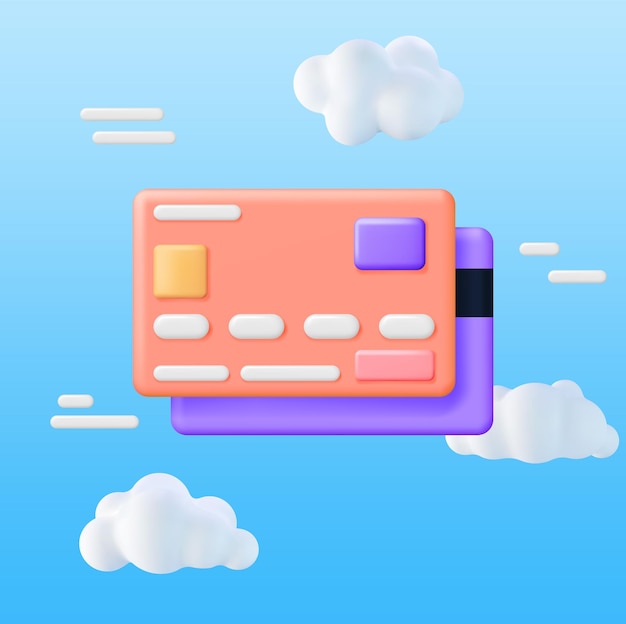 3D Bank Card in Clouds