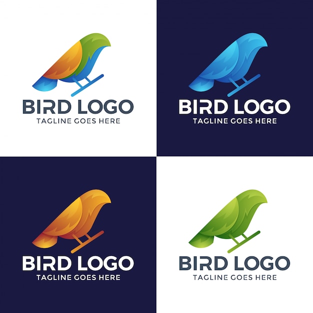 3D bird logo design with option color.