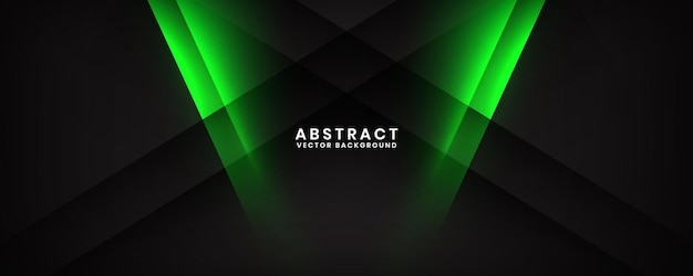 3D black techno abstract background overlap layer on dark space with green light effect decoration