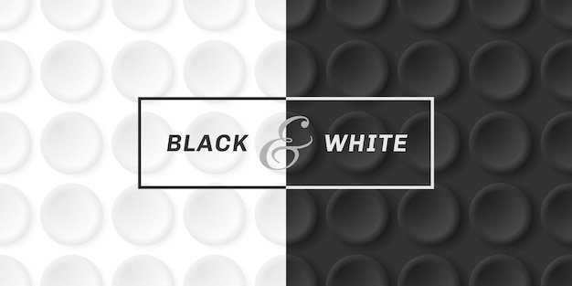 3D black and white circles embossed seamless pattern background