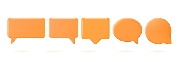 3D Blank Speech Bubbles Set Isolated