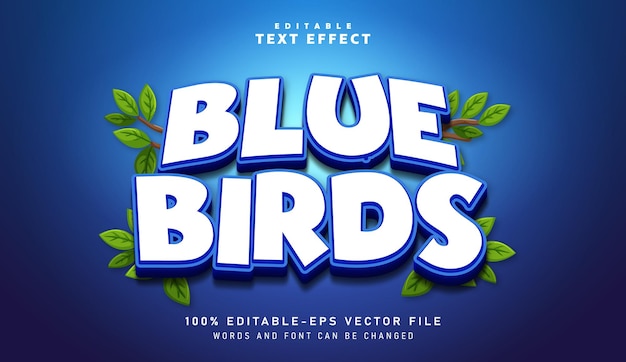 3D Blue Bird text effect - Editable text effect