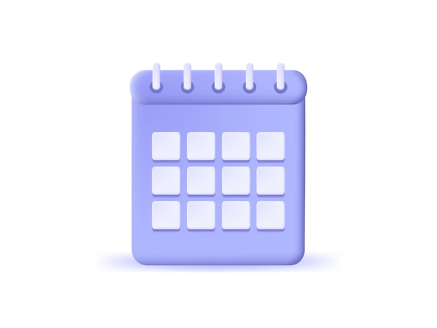 3d blue calendar icon Planning concept vector illustration