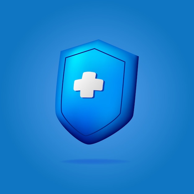 3d blue shield secure healthcare medical antivirus bacterial insurance for hospital or clinic service