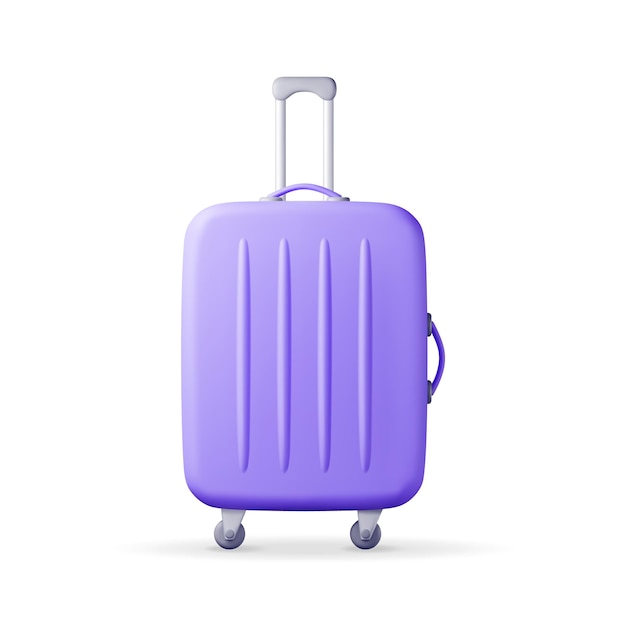 3D Blue Travel Suitcase Isolated